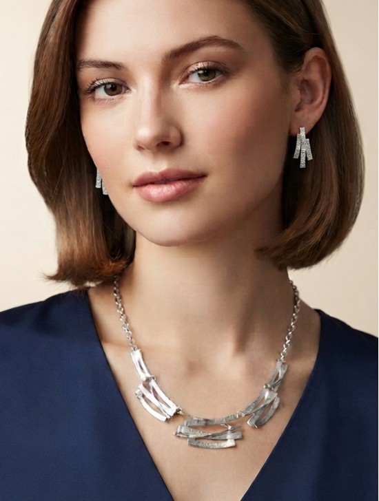 Adjustable Abstract Necklace And Earring Set